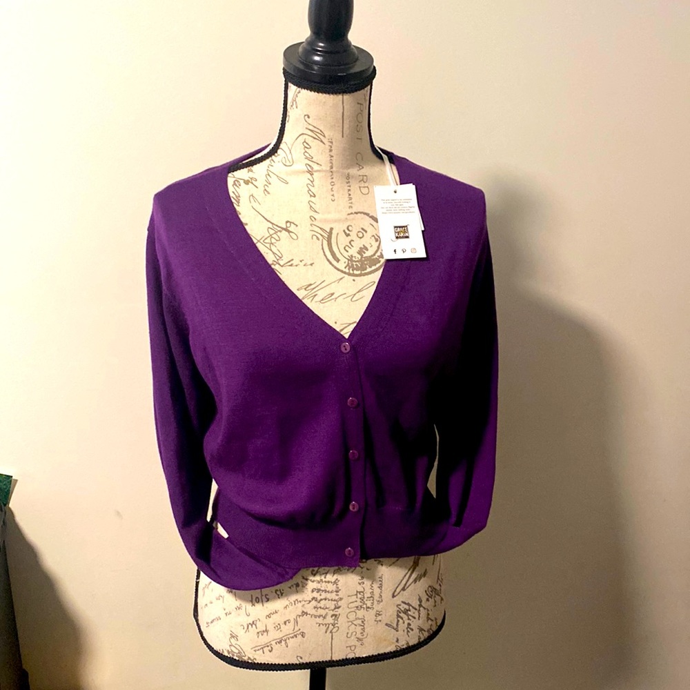 Grace Karin purple cropped sweater XL